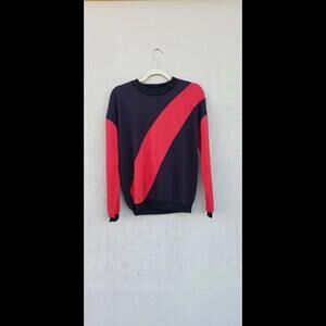 Vintage Black & Red Stripe retro sweater circa 1990's